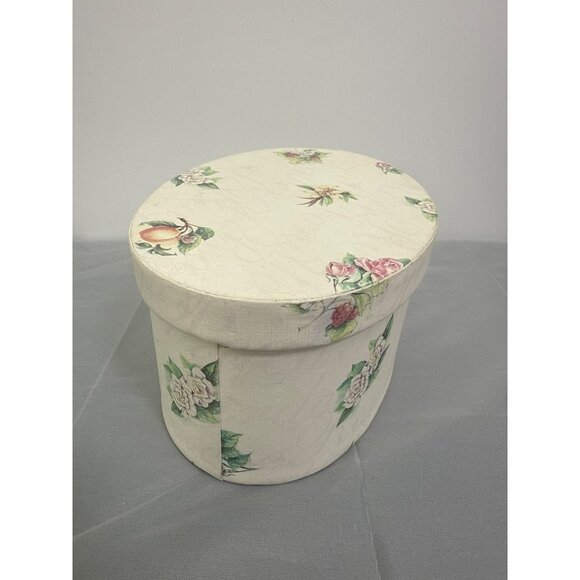 Decorative Floral Oval Jewelry Storage Trinket Vanity Box Storage Container - Picture 5 of 9